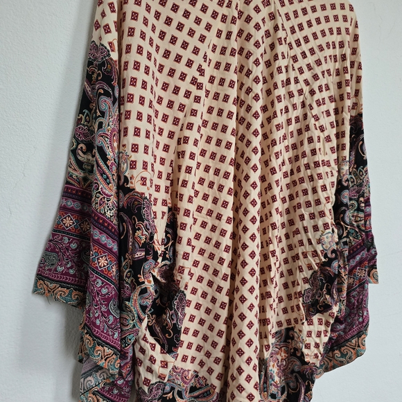 Toxik3 Boho Mixed Print Butterfly Kimono Cardigan Size M Wide Sleeves - Picture 8 of 11